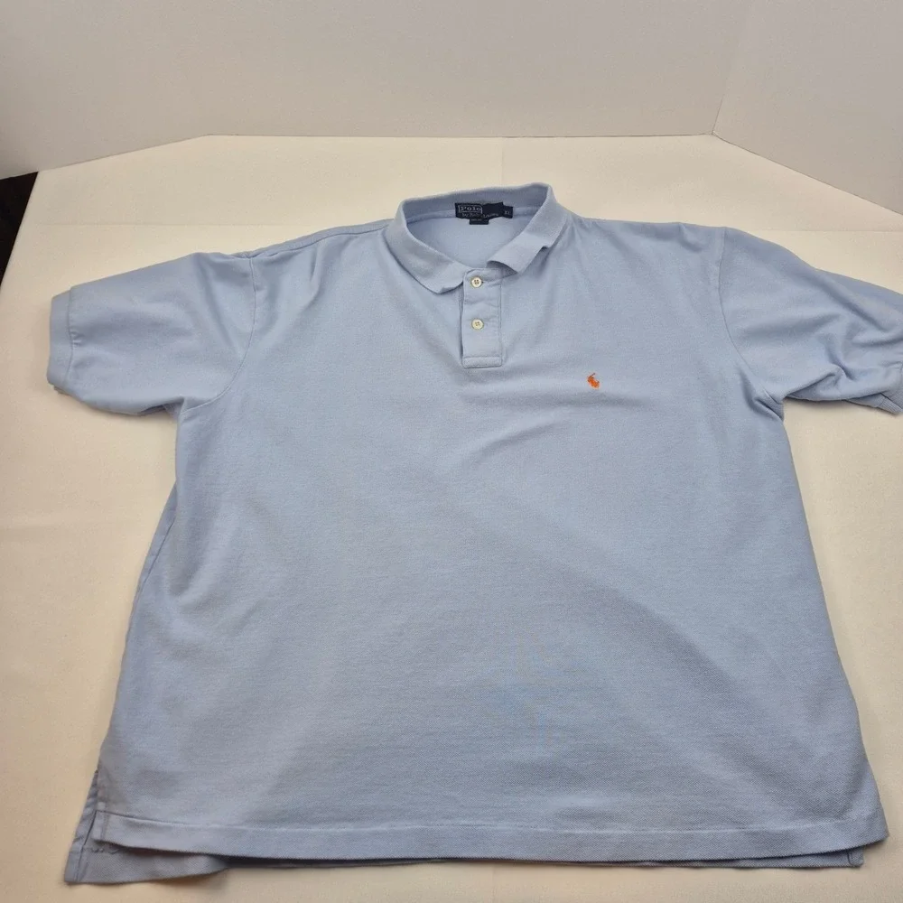 Polo Ralph Lauren Mens XL Light Blue Piqué Polo Shirt Red Pony Logo Classic Golf